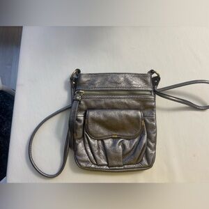 b. makowsky Shimmering Silver Crossbody Bag